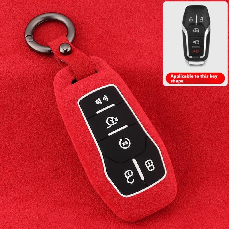 Chargez l&#39;image dans la visionneuse de la galerie, Ford High-Quality Suede Car Key Fob Protective Case Cover For Fusion, Mondeo, Mustang, Explorer, Edge, EcoSport
