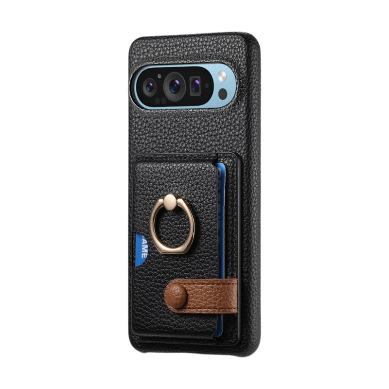 Cargue la imagen en el visor de la galería, Google Pixel 10 Pro XL - Retro PU Leather Shockproof Phone Case with Ring Holder &amp; Card Slot
