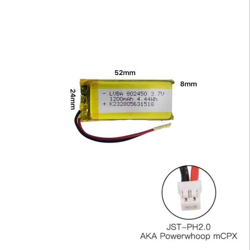 Cargue la imagen en el visor de la galería, [PH2.0-JST Connector][802450] Universal 1200mAh 3.7V Rechargeable Li-Ion Lithium Polymer Battery - Polar Tech Australia

