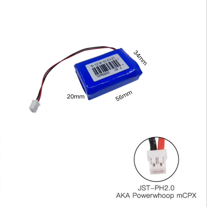 Load image into Gallery viewer, [PH2.0-JST Connector][203454] Universal 2000mAh 7.4V Rechargeable Li-Ion Lithium Polymer Battery - Polar Tech Australia
