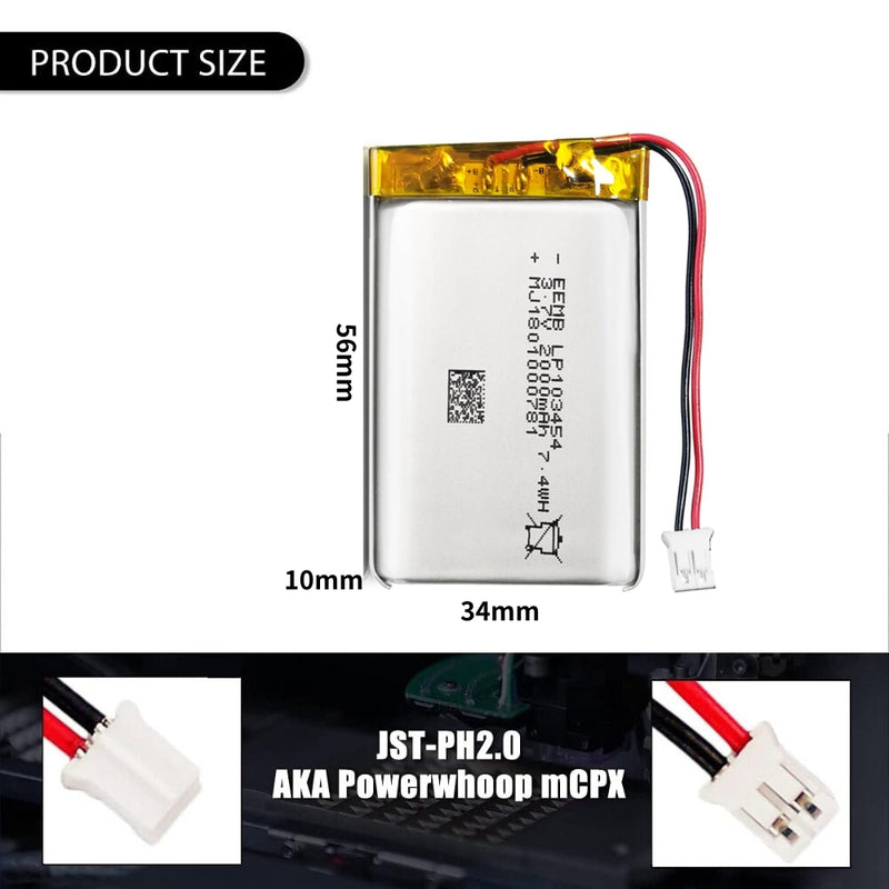 Chargez l&#39;image dans la visionneuse de la galerie, [PH2.0-JST Connector][103454] Universal 2000mAh 3.7V Rechargeable Li-Ion Lithium Polymer Battery - Polar Tech Australia
