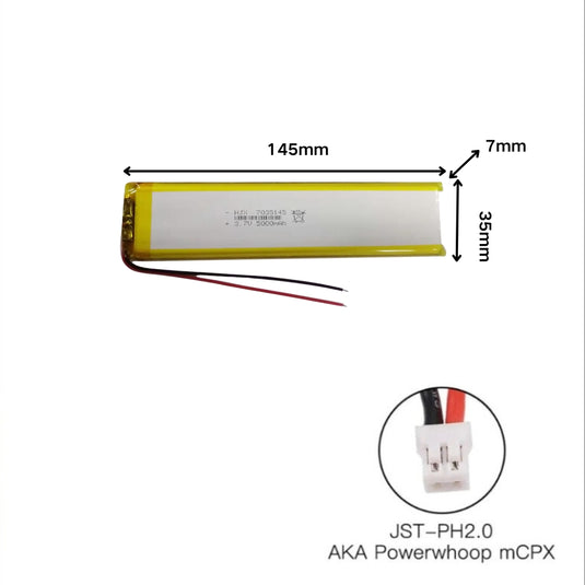 [PH2.0-JST Connector][7035145] Universal 5000mAh 3.7V Rechargeable Li-Ion Lithium Polymer Battery - Polar Tech Australia