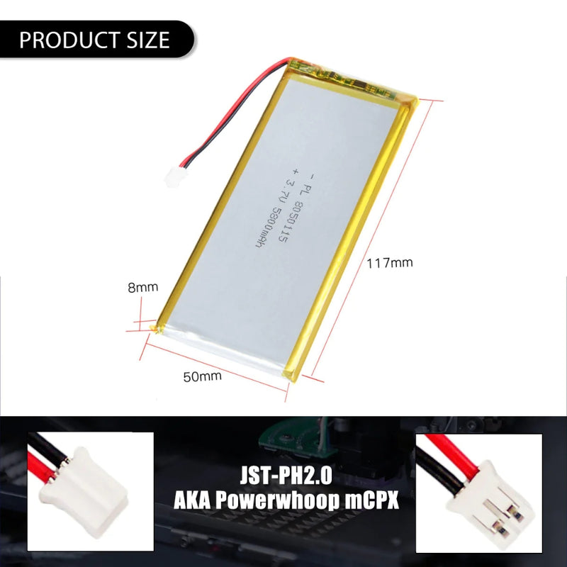 Cargue la imagen en el visor de la galería, [PH2.0-JST Connector][8050115] Universal 5800mAh 3.7V Rechargeable Li-Ion Lithium Polymer Battery - Polar Tech Australia
