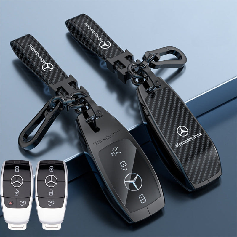 Cargue la imagen en el visor de la galería, Mercedes Benz Zinc Alloy + Carbon Fiber Texture Car Key Fob Case Cover For Benz A, B, C, E, S, G-Class, GLA, GLB, GLC, GLE, GLS, CLA, CLS, EQC
