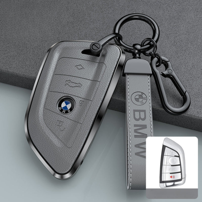 Load image into Gallery viewer, BMW Zinc Alloy + Leather Protection Car Key Fob Case Cover For 1, 2, 3, 5, 7 Series, X3, X5, X6
