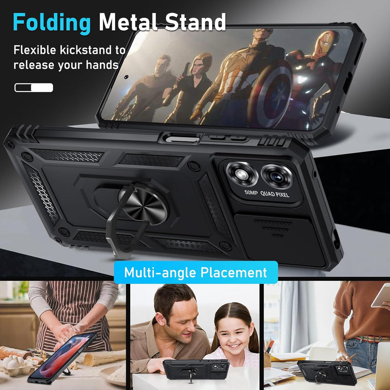 Chargez l&#39;image dans la visionneuse de la galerie, [Magnetic Ring Kickstand][Slide Camera Cover] Motorola Moto G Play 2024 - Shield Shockproof Rugged Heavy Duty Case - Polar Tech Australia
