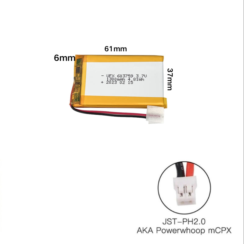 Cargue la imagen en el visor de la galería, [PH2.0-JST Connector][603759] Universal 1500mAh 3.7V Rechargeable Li-Ion Lithium Polymer Battery - Polar Tech Australia
