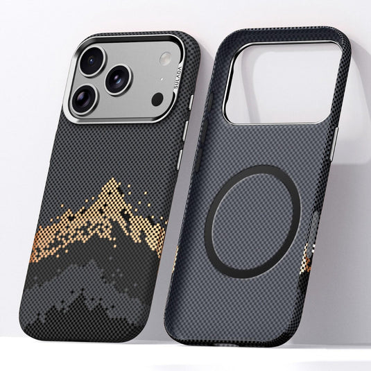 Apple iPhone 18 Pro - Kevlar Pixel Grid Texture Magnetic Phone Case