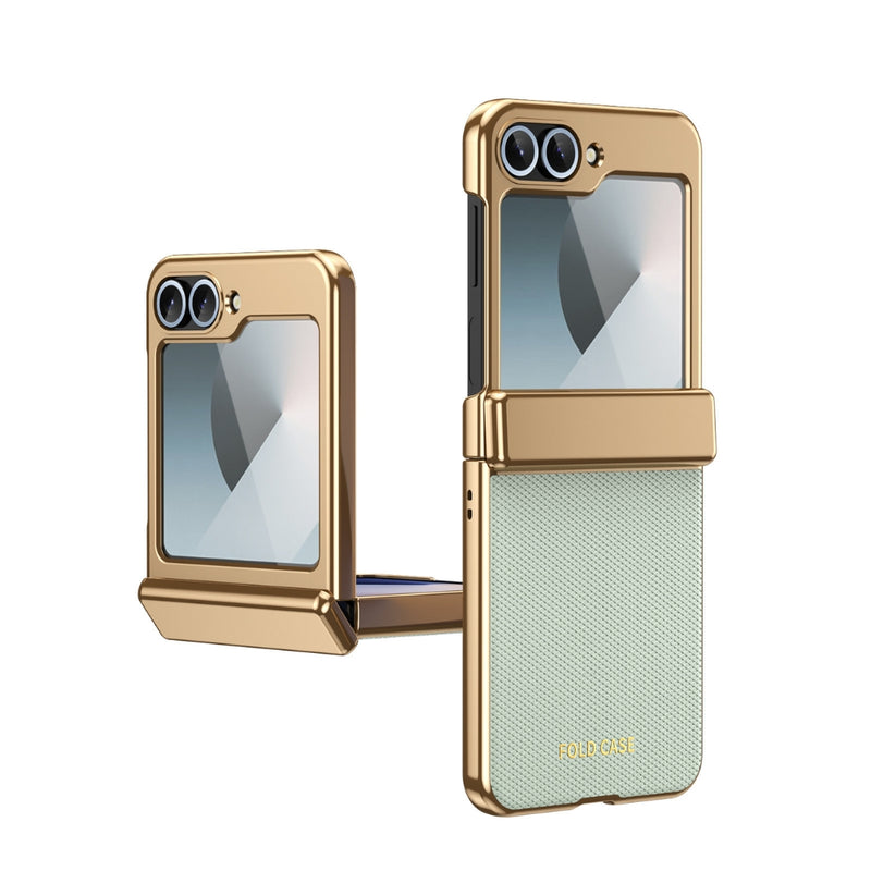 Load image into Gallery viewer, Samsung Galaxy Z Flip8 5G - Electroplated Vegan Leather Full-Body Shockproof Phone Case
