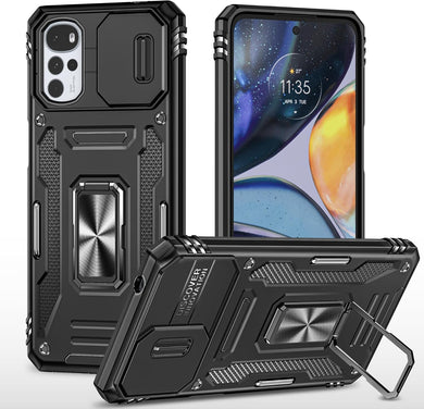 [Magnetic Rotable Kickstand][Slide Camera Cover] Motorola Moto G22 - Shield Shockproof Rugged Heavy Duty Case - Polar Tech Australia