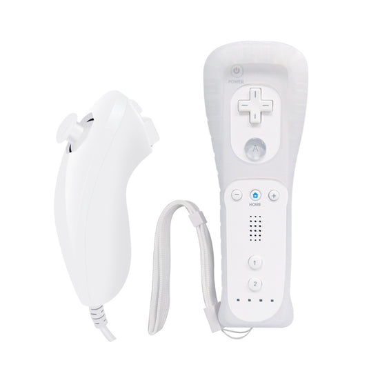 Nintendo Wii Game Controllers – Right Remote + Left Nunchuk Controller with Silicone Case and Wrist Strap