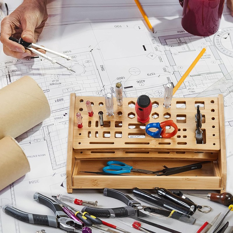 Load image into Gallery viewer, Wooden Repair Tool Organizer Rack - Multi-Function Screwdriver Holder, Scissors &amp; Tool Storage Organizer - Polar Tech Australia
