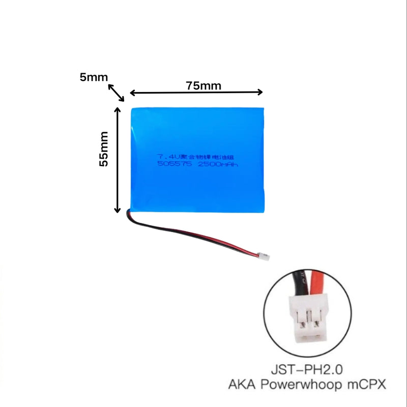 Cargue la imagen en el visor de la galería, [PH2.0-JST Connector][505575] Universal 2500mAh 7.4V Rechargeable Li-Ion Lithium Polymer Battery - Polar Tech Australia
