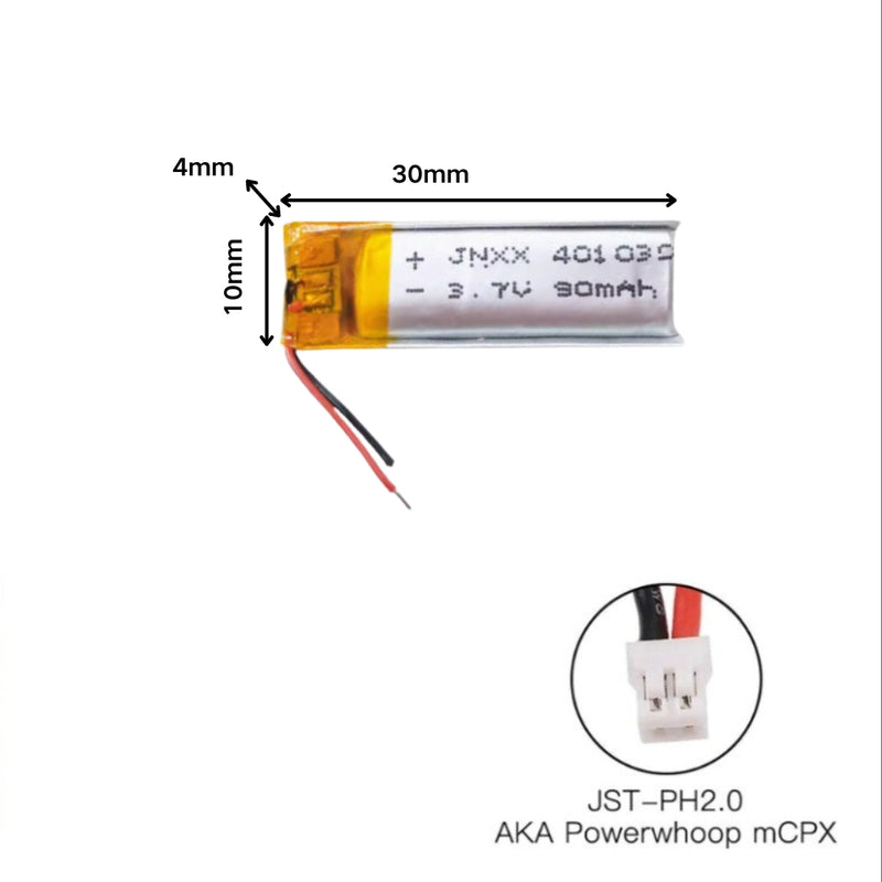 Cargue la imagen en el visor de la galería, [PH2.0-JST Connector][401030] Universal 90mAh 3.7V Rechargeable Li-Ion Lithium Polymer Battery - Polar Tech Australia
