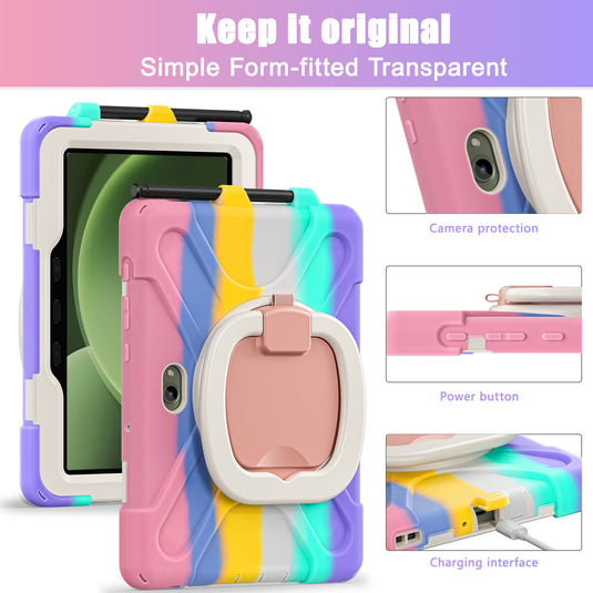 Samsung Galaxy Tab Active Pro / Active 4 Pro / Active 5 Pro Series - Heavy Duty 360 Degree Rotate Stand Hand Strap Case With Shoulder Strap
