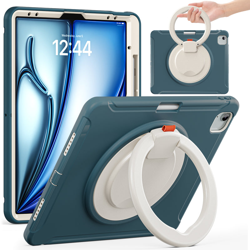 Chargez l&#39;image dans la visionneuse de la galerie, Apple iPad Pro 2024 13”  - EVA Kid Friendly Heavy Duty Ring Holder Stand Case - Polar Tech Australia
