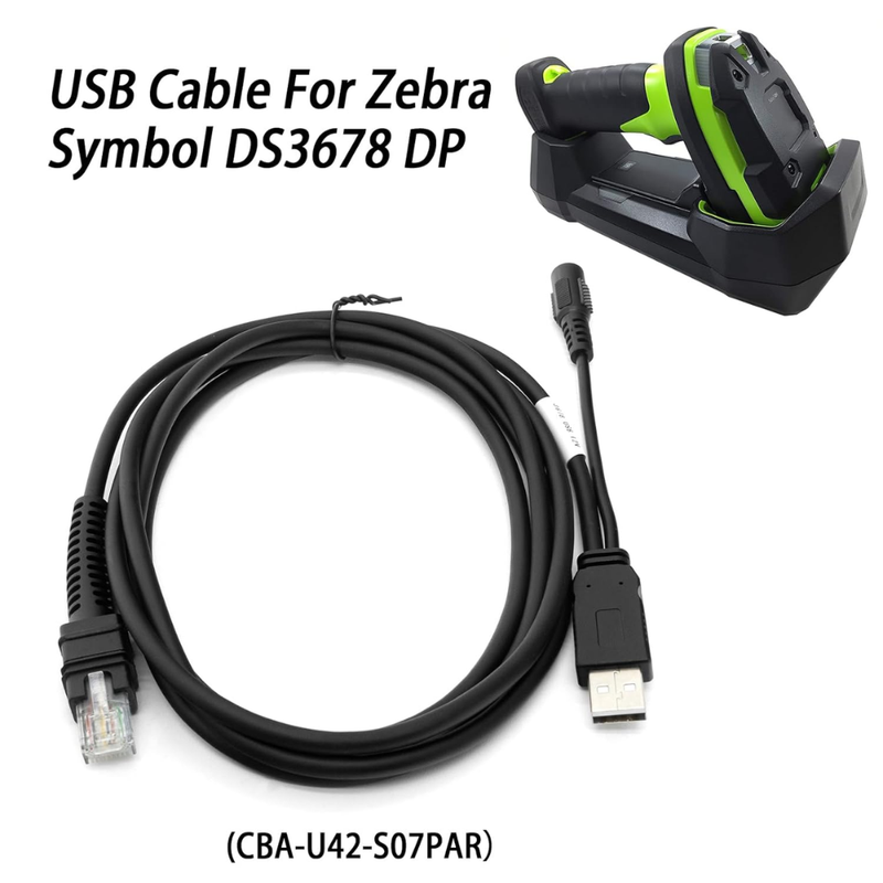 Chargez l'image dans la visionneuse de la galerie, [CBA-U42-S07ZAR][With Power Port] Original Genuine Zebra Symbol DS3678-DP LI3608 LI3678 DS3600 DS3608 DS8108 Barcode Scanner Series - USB-A to RJ-45 Interface, 7ft(2.8m) Straight, 12V USB Requires 12V Power Supply Cable
