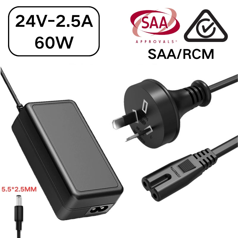 Load image into Gallery viewer, [SAA/RCM][24V][5.5x2.5 &amp; 5.5x2.1] Universal Computer/Monitor/LED Strip/Light Module/Speaker/CCTV/Router/Camera - Power Supply Adapter Wall Charger
