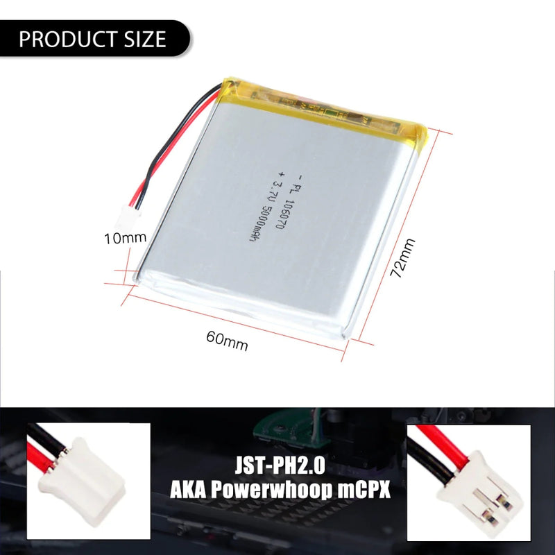 Chargez l&#39;image dans la visionneuse de la galerie, [PH2.0-JST Connector][106070] Universal 5000mAh 3.7V Rechargeable Li-Ion Lithium Polymer Battery - Polar Tech Australia
