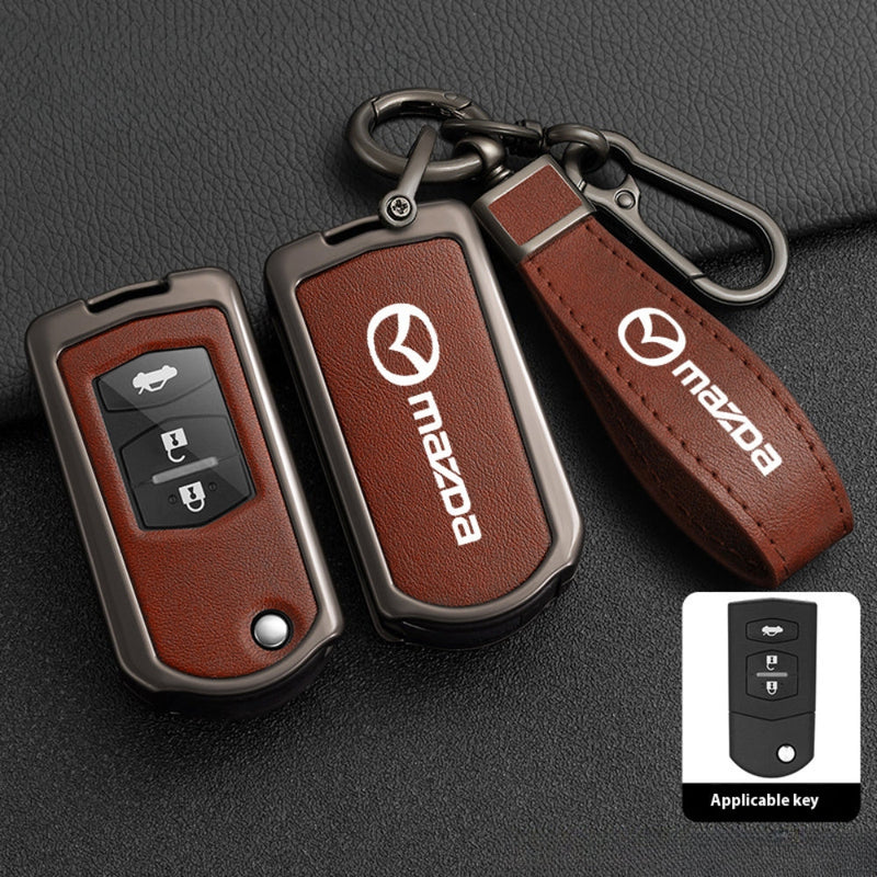 Chargez l&#39;image dans la visionneuse de la galerie, Mazda Zinc Alloy Leather Folding Car Key Fob Case Cover For Mazda 2, 3, 5, 6, CX-5, CX-7, CX-9, RX-8, MX-5
