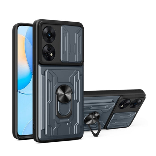 OPPO Reno8 T 4G (CPH2481) - Slide Lens Armor Case with Card Slot and Ring Stand - Polar Tech Australia