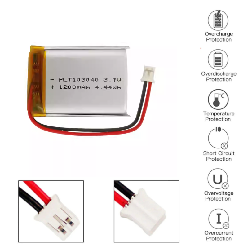 Load image into Gallery viewer, [PH2.0-JST Connector][103040] Universal 1200mAh 3.7V Rechargeable Li-Ion Lithium Polymer Battery - Polar Tech Australia
