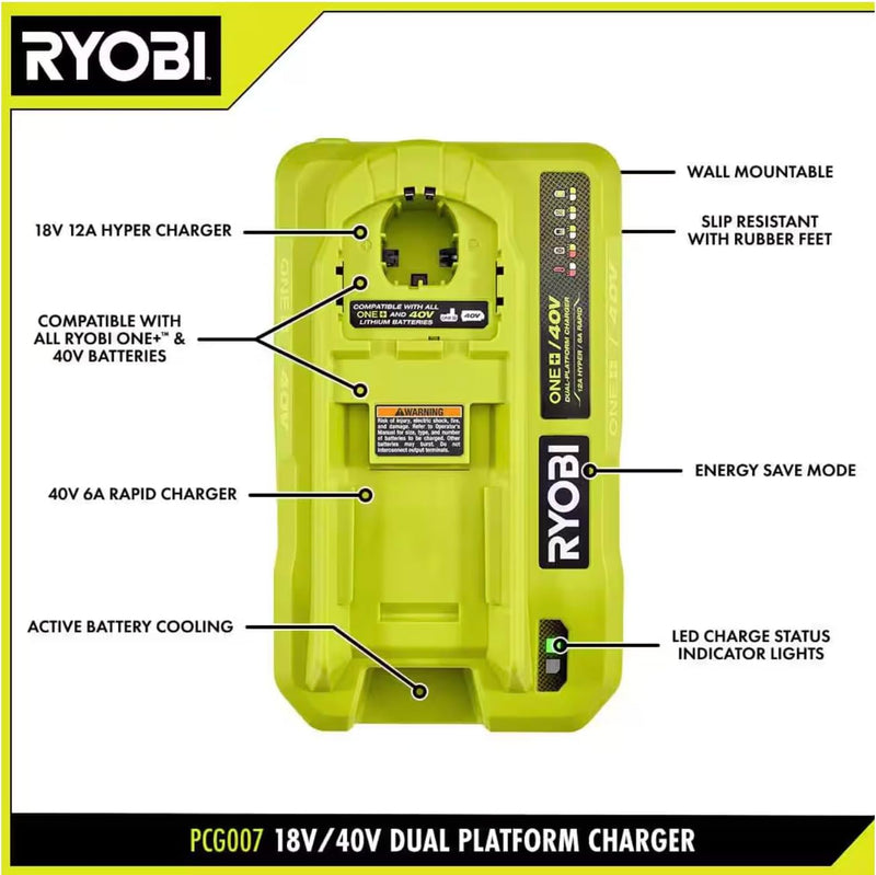 Cargue la imagen en el visor de la galería, [ONE+][18V-12A / 36V~40V-6A] Genuine Original Ryobi ONE+ 18V/40V Dual Platform - Electrical Tool Li-ion Battery Fast Charger - Polar Tech Australia
