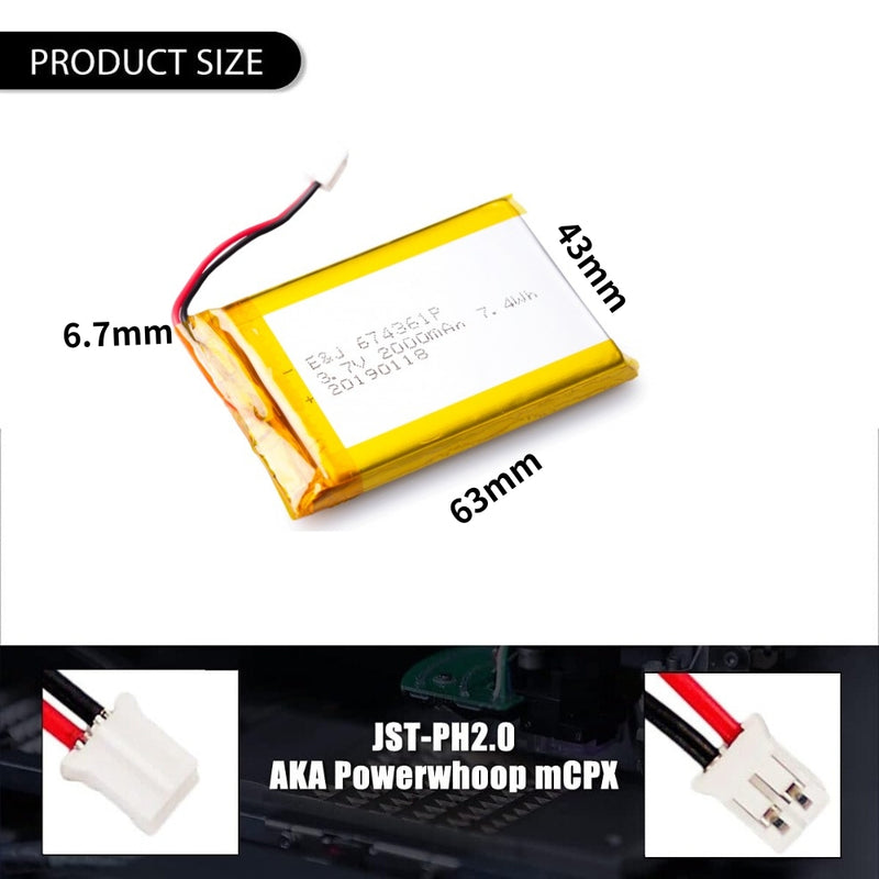 Chargez l&#39;image dans la visionneuse de la galerie, [PH2.0-JST Connector][604060] Universal 2000mAh 3.7V Rechargeable Li-Ion Lithium Polymer Battery - Polar Tech Australia

