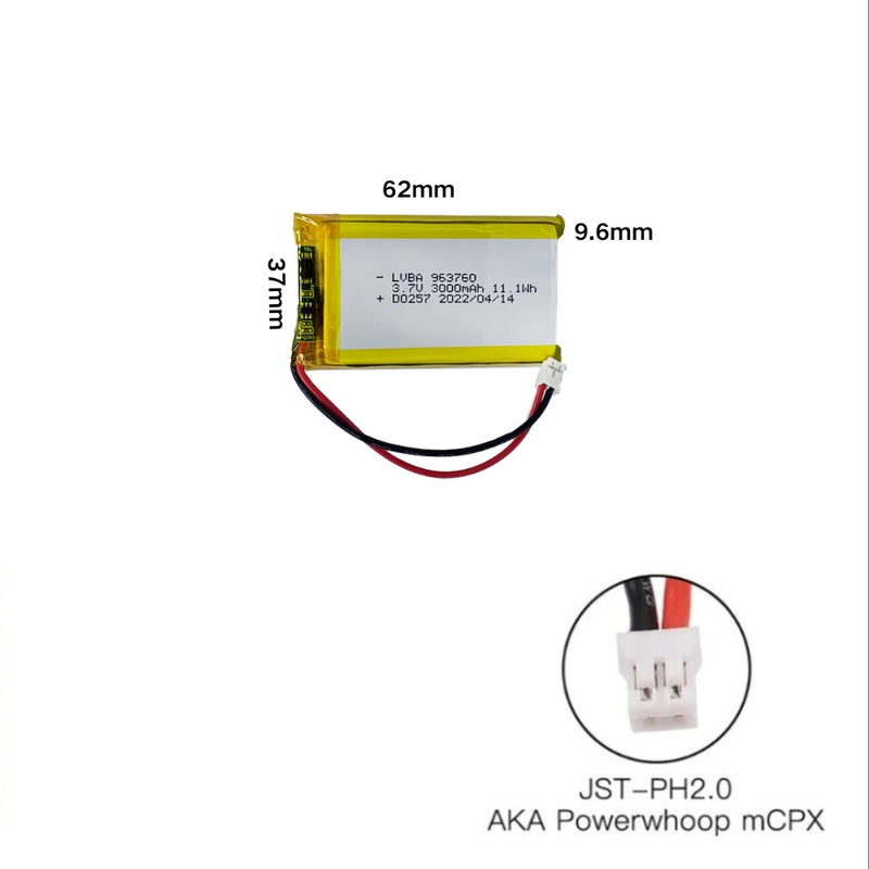 Cargue la imagen en el visor de la galería, [PH2.0-JST Connector][963760] Universal 3000mAh 3.7V Rechargeable Li-Ion Lithium Polymer Battery - Polar Tech Australia
