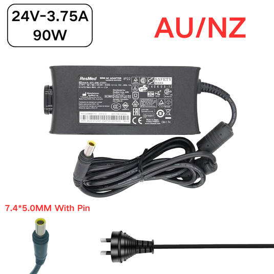[24V-3.75A/90W][7.4*5.0MM With Pin] ResMed Res-Med CPAP and BiPAP Machines S10 370001 - AC Power Supply Cord Cable PS Charger Adapter - Polar Tech Australia