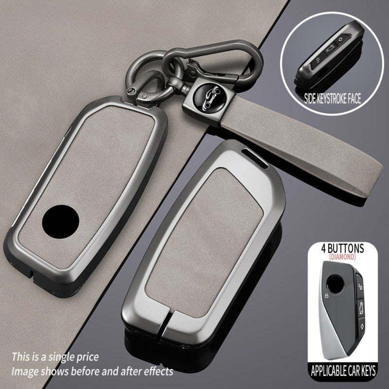 Load image into Gallery viewer, BMW Zinc Alloy + Leather Protection Car Key Fob Case Cover For X1, X6, X7, ix1, ix40, ix50
