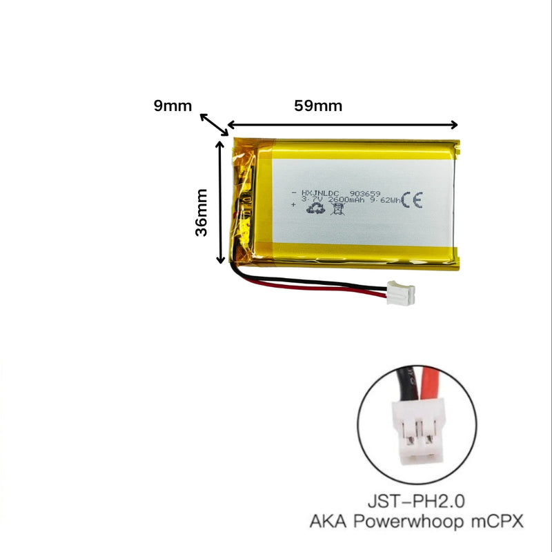 Cargue la imagen en el visor de la galería, [PH2.0-JST Connector][903659] Universal 2600mAh 3.7V Rechargeable Li-Ion Lithium Polymer Battery - Polar Tech Australia
