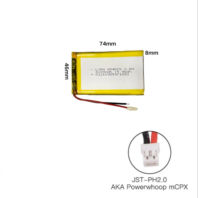 Cargue la imagen en el visor de la galería, [PH2.0-JST Connector][804672] Universal 4200mAh 3.8V Rechargeable Li-Ion Lithium Polymer Battery - Polar Tech Australia
