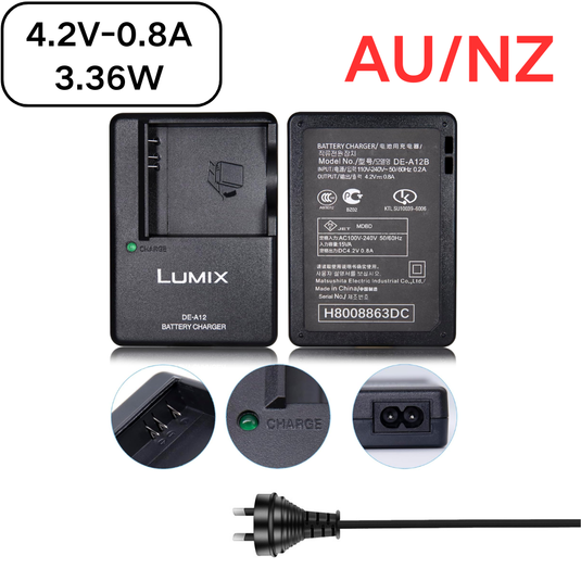 [DE-A12B][4.2V-0.8A] Panasonic LUMIX CGA-S005E Battery / D-LUX2 C-LUX1 D-LUX3 D-LUX4 Series - Camera Charger Power Supply Adapter - Polar Tech Australia