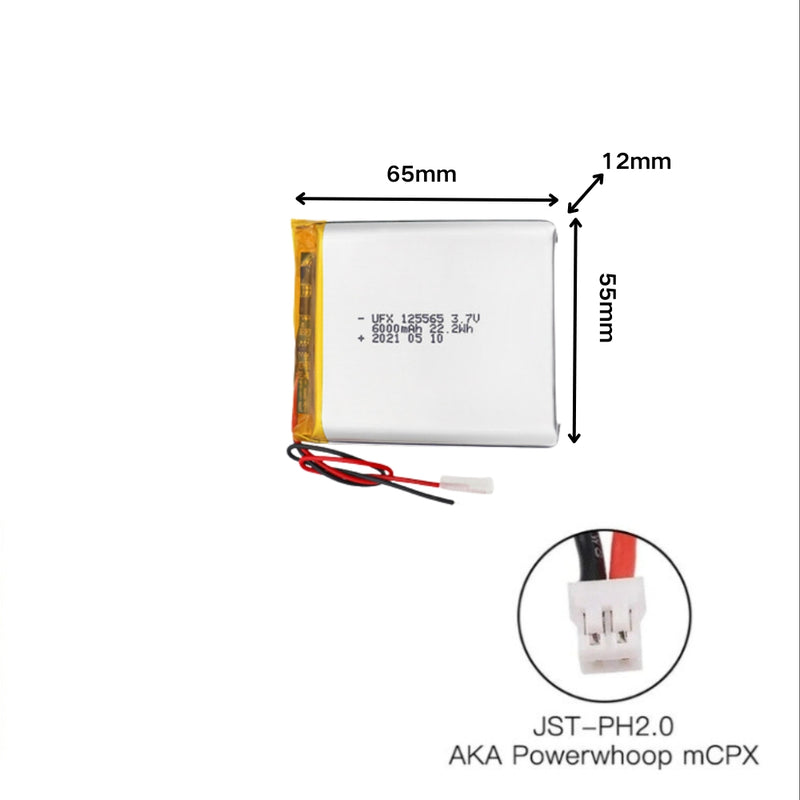 Cargue la imagen en el visor de la galería, [PH2.0-JST Connector][125565] Universal 6000mAh 3.7V Rechargeable Li-Ion Lithium Polymer Battery - Polar Tech Australia
