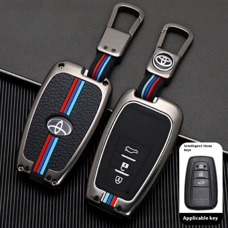 Chargez l&#39;image dans la visionneuse de la galerie, Toyota Metal Shell &amp; Soft Silicone Full Protection Car Key Fob Case Cover For Camry RAV4 Highlander Avalon C-HR Prius Corolla

