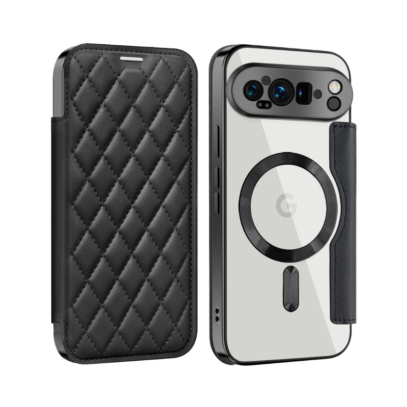 Chargez l&#39;image dans la visionneuse de la galerie, Google Pixel 10 Pro XL - Shield Magsafe RFID Anti-theft Rhombus Leather Phone Case
