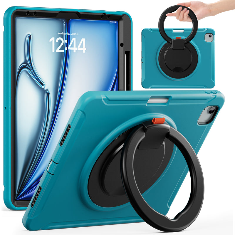 Chargez l&#39;image dans la visionneuse de la galerie, Apple iPad Pro 2024 13”  - EVA Kid Friendly Heavy Duty Ring Holder Stand Case - Polar Tech Australia
