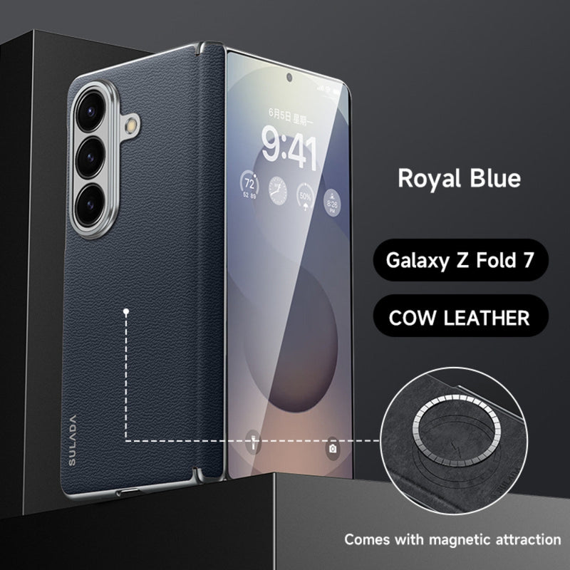Cargue la imagen en el visor de la galería, Samsung Galaxy Z Fold7 5G - SULADA Frameless Cowhide Leather PC Phone Case
