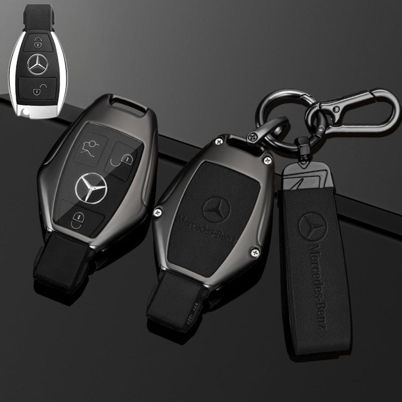 Chargez l&#39;image dans la visionneuse de la galerie, Mercedes Benz Alloy + Leather Protection Car Key Fob Case Cover For Benz A, B, C, E, S, G-Class, GLA, GLB, GLC, GLE, GLS, CLA, CLS, EQC
