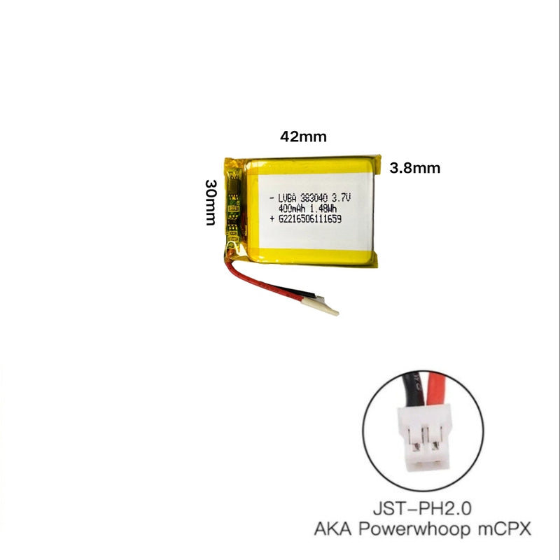 Load image into Gallery viewer, [PH2.0-JST Connector][383040] Universal 400mAh 3.7V Rechargeable Li-Ion Lithium Polymer Battery - Polar Tech Australia
