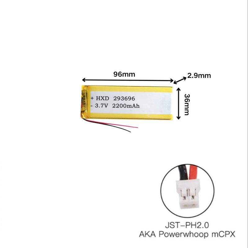 Cargue la imagen en el visor de la galería, [PH2.0-JST Connector][293696] Universal 2200mAh 3.7V Rechargeable Li-Ion Lithium Polymer Battery - Polar Tech Australia
