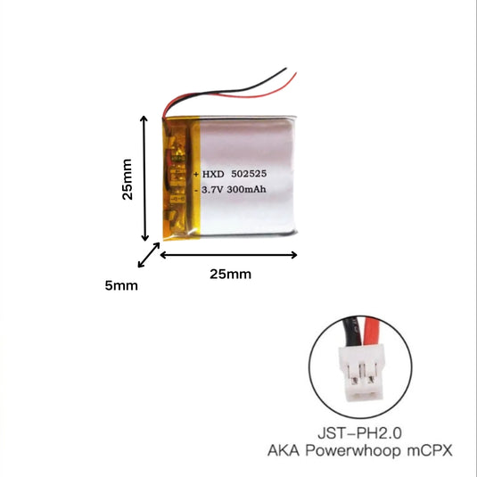 [PH2.0-JST Connector][502525] Universal 250mAh 3.7V Rechargeable Li-Ion Lithium Polymer Battery - Polar Tech Australia