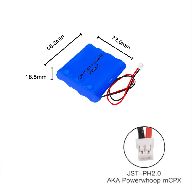 Chargez l&#39;image dans la visionneuse de la galerie, [PH2.0-JST Connector][18650] Universal 12000mAh 3.7V Rechargeable Li-Ion Lithium Polymer Battery - Polar Tech Australia
