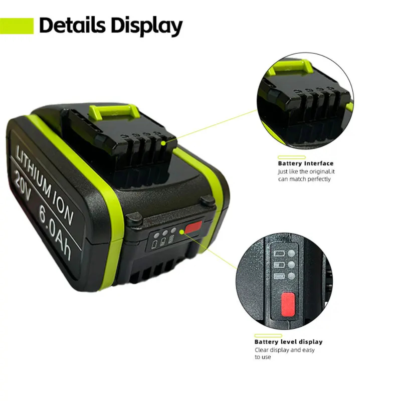 Cargue la imagen en el visor de la galería, Genuine Original Worx Green Battery WA3023 WA3054 WA3055 WA3406 20V 2.0Ah / 4.0Ah / 5.0Ah / 6.0Ah - Electrical Tool Li-ion Battery - Polar Tech Australia
