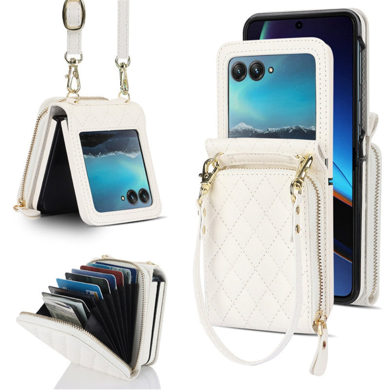 Load image into Gallery viewer, [With Shoulder Strap] [With Card Slot] Motorola Razr 50/Ultra - PU leather Crossbody Wallet Style Shockproof Phone Case - Polar Tech Australia
