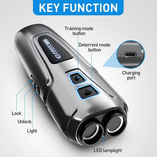 PAPANI Handheld LED Ultrasonic Dog Training Anti-Bark Device Type-c Charging Port - Polar Tech Australia