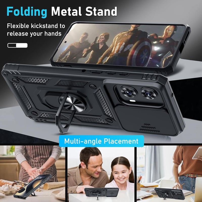 Cargue la imagen en el visor de la galería, [Ring Rotating Stand][Camera Lens Cover] Motorola Moto Edge 2024 - Shield Shockproof Rugged Heavy Duty Case - Polar Tech Australia
