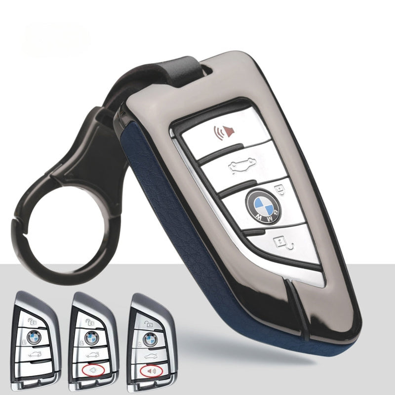 Cargue la imagen en el visor de la galería, BMW Zinc Alloy + Leather Car Key Fob Case Cover For 1, 3, 4, 5, 6 Series, X3, X5, X6, X7
