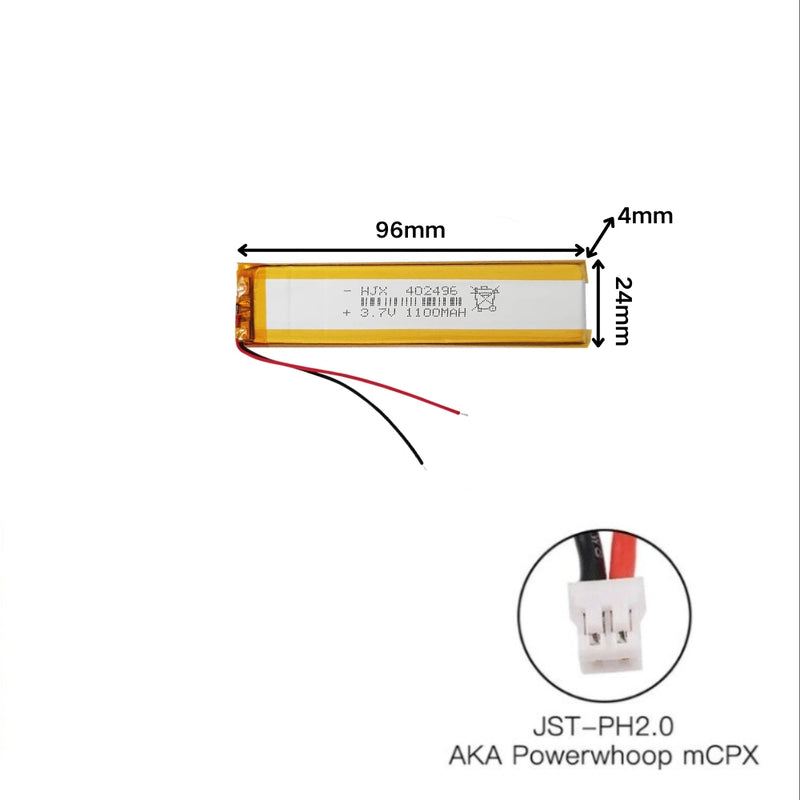 Cargue la imagen en el visor de la galería, [PH2.0-JST Connector][402496] Universal 1100mAh 3.7V Rechargeable Li-Ion Lithium Polymer Battery - Polar Tech Australia
